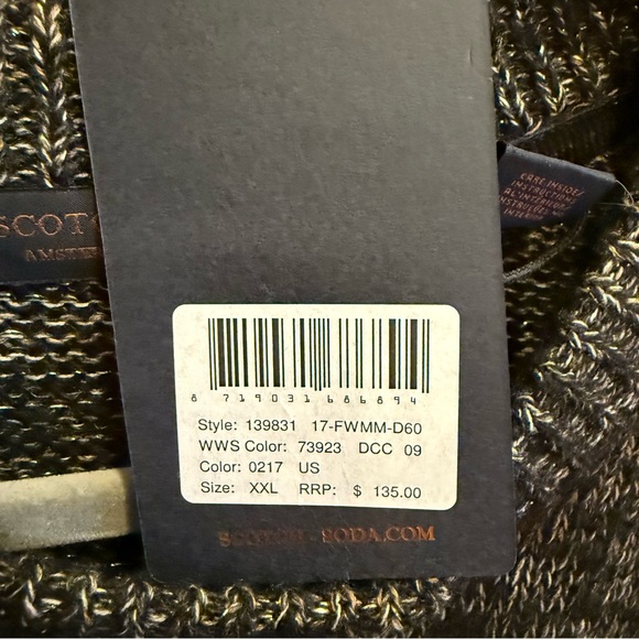 Scotch & Soda Men’s Charcoal and Cream Patterned Crewneck Sweater szXXL - Picture 8 of 11